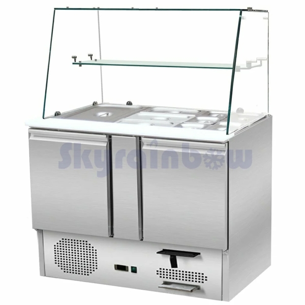 Saladette 2 Türen, 105 x 70 gerader Glasaufbau, Klarglas Skyrainbow THS92_VG