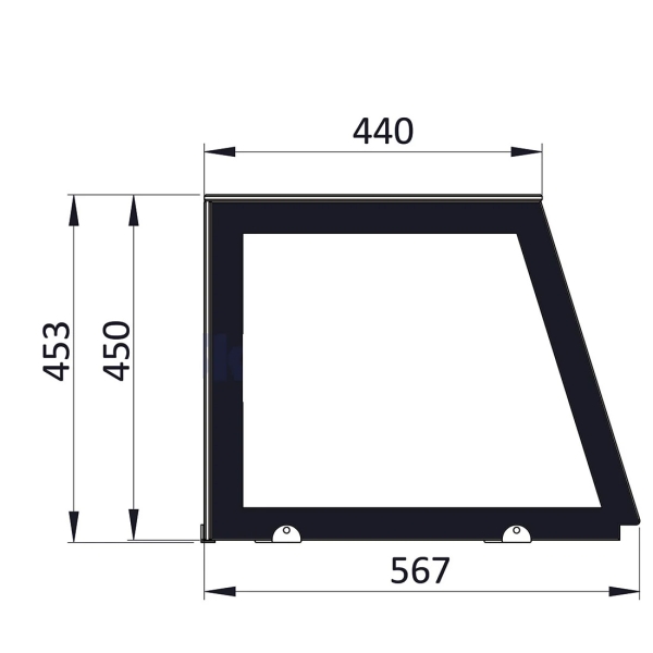 Saladette 2 Türen, 137 x 70 gerader Glasaufbau, Klarglas, schwarzem Rand Skyrainbow THS93_VGS
