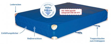 Weichboden 200x100x25 cm mit Trageschlaufen und 8 Lederecken