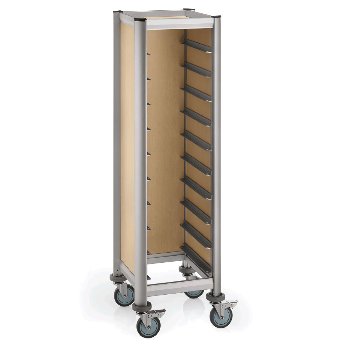 SINGLE Tablettwagen für 10 Tabletts 45,5 x 35,5 cm Holzoptik
