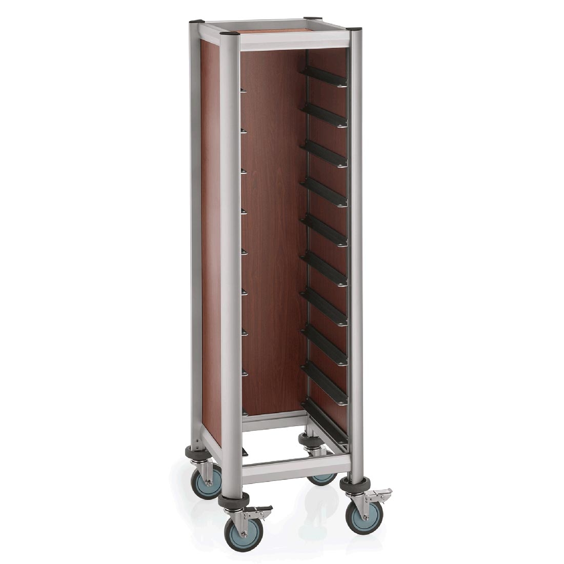 SINGLE Tablettwagen für 10 Tabletts 45,5 x 35,5 cm Holzoptik