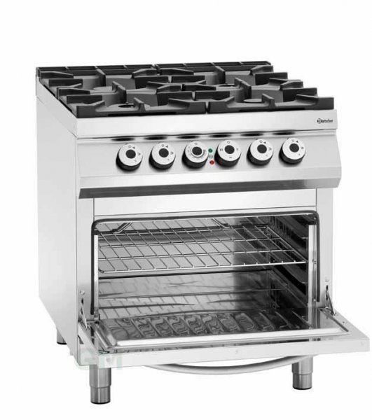 Bartscher 4 Flammen-Gasherd m. Elektrobackofen GN 2/1 Serie 900
