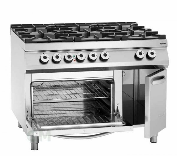 Bartscher 6 Flammen-Gasherd m. Elektrobackofen GN 2/1 Serie 900