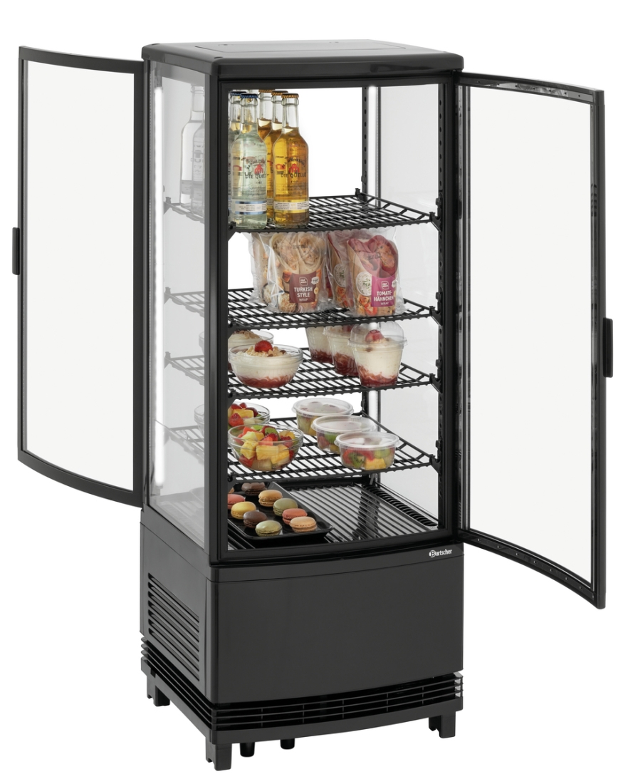 Bartscher Mini-Kühlvitrine 98L2T schwarz 98 Liter