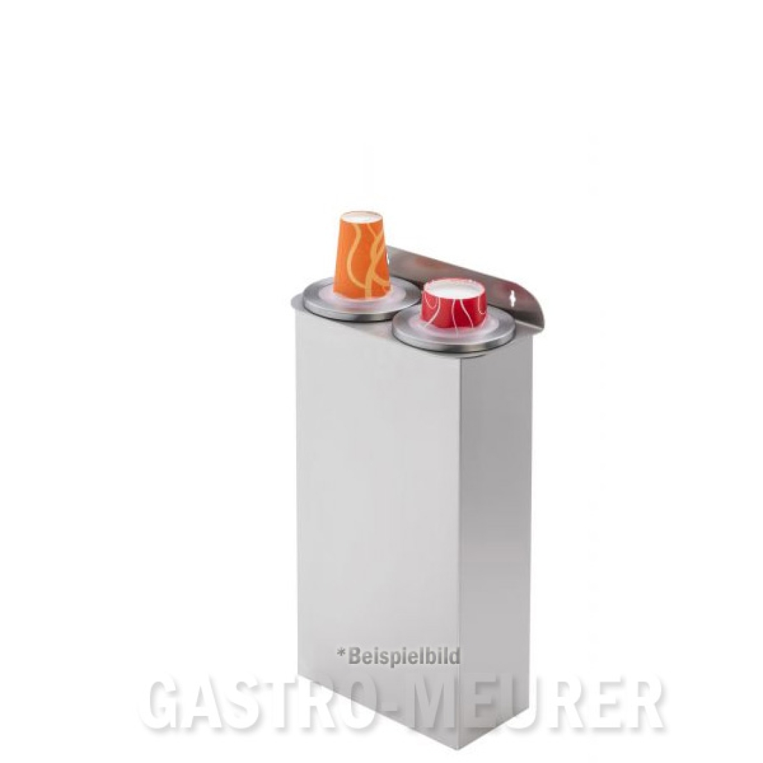 Becherspender 2-fach, Kunststoff, Ø 62-98mm Wandmontage 66 cm