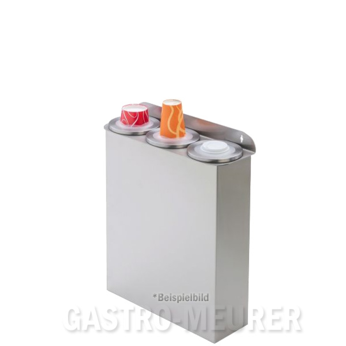 Becher-/Deckelspender 2-1, Kunststoff, Ø 62-98mm Wandmontage 66 cm
