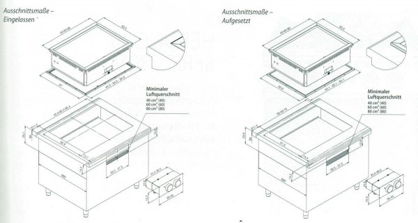 AFG Bratplatte, Breite 800, 1/2glatt, 1/2gerillt, Elektro Einbau Drop-In Queen 700