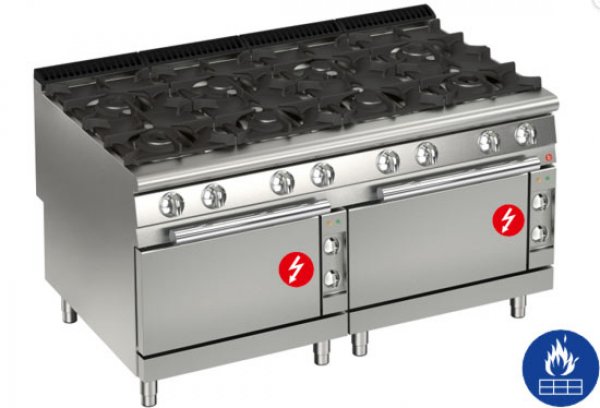 CFGE94Q AFG 8 Flammen-Gasherd mit 2xElektro-Backofen Standgerät, Queen 900