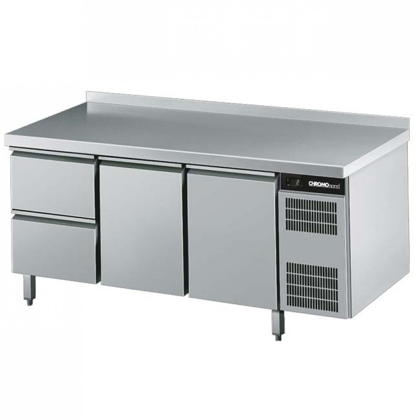 CHROMOnorm Kühltisch GN 1/1, 2 Schübe, 2 Türen
