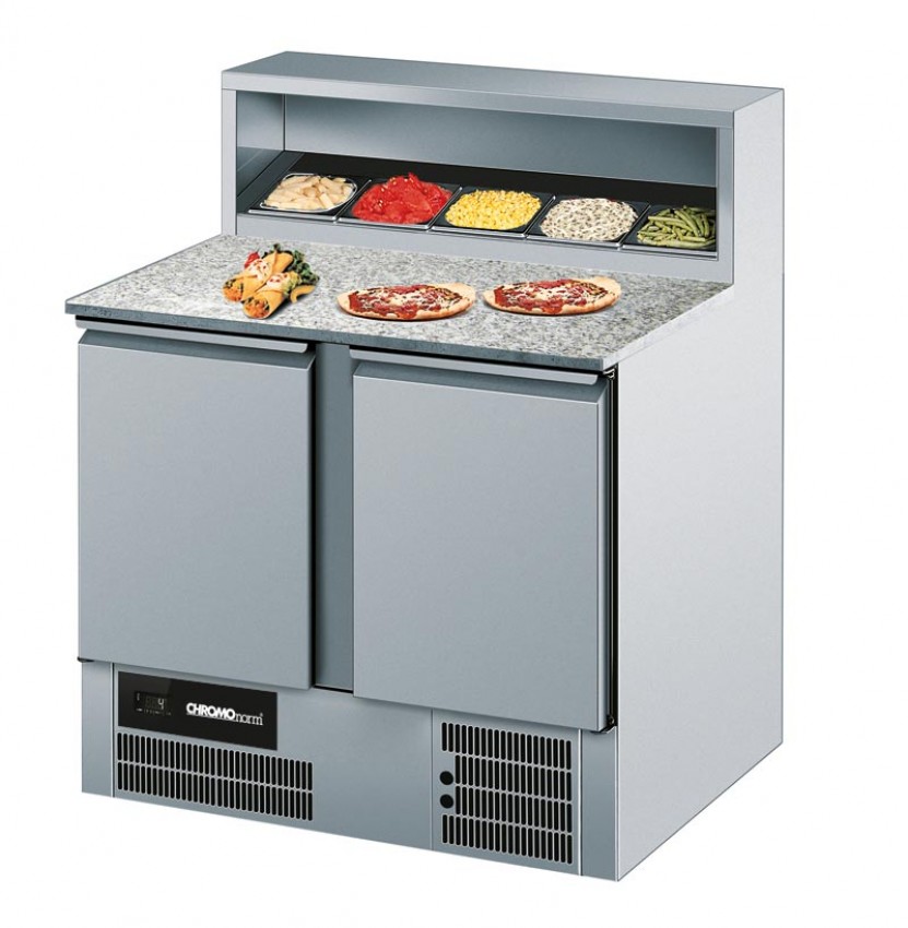 CHROMOnorm Belegstation/Pizzakühltisch GN 1/1, 2 Türen