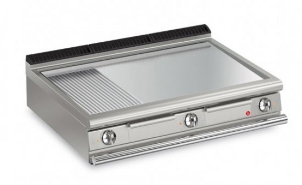 AFG Brat- Grillplatte Elektro glatt-gerillt verchromt 15,0 kW Tischgerät, Queen 900