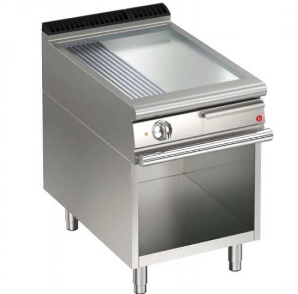 AFG Elektro-Grill+Bratplatte 7,5 kW glatt+gerillt chrom Standgerät Queen 700