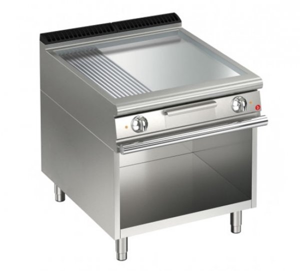 AFG Elektro-Grill+Bratplatte 10,8 kW glatt+gerillt chrom Standgerät Queen 700