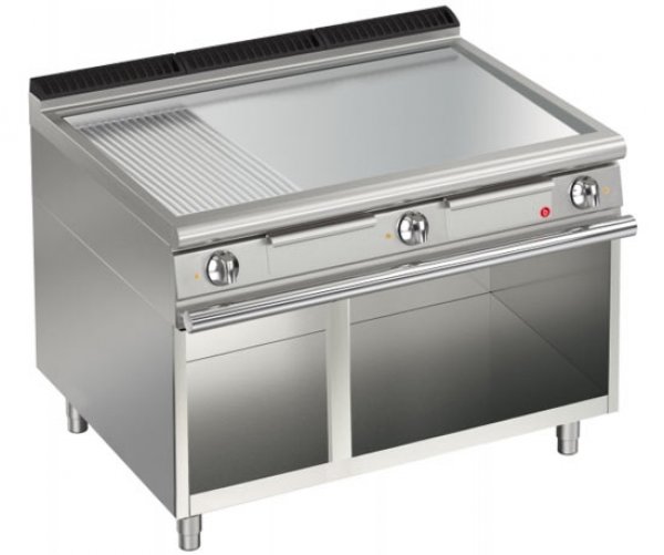 AFG Elektro-Grill+Bratplatte 16,2 kW glatt+gerillt chrom Standgerät Queen 700