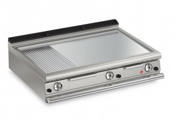 AFG Brat- Grillplatte Gas glatt-verchromt+gerillt 21,0 kW Tischgerät, Queen 900