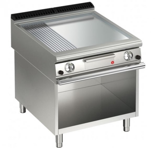 AFG Brat- Grillplatte Gas glatt-verchromt+gerillt 21,0 kW Standgerät, Queen 900