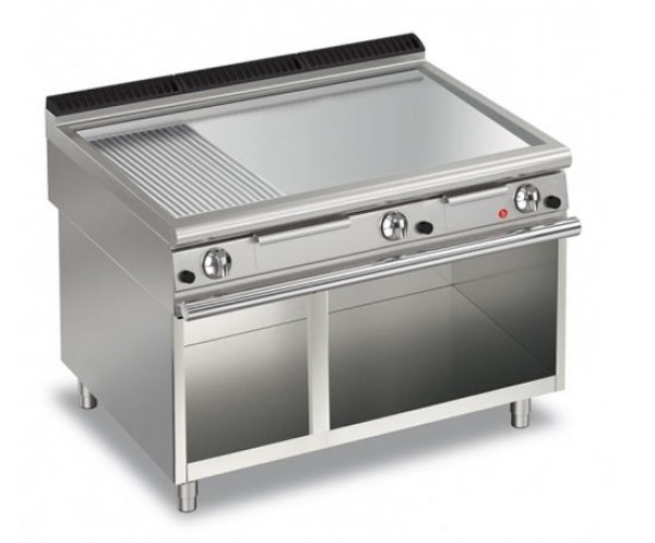 AFG Brat- Grillplatte Gas glatt-verchromt+gerillt 21,0 kW Standgerät, Queen 900