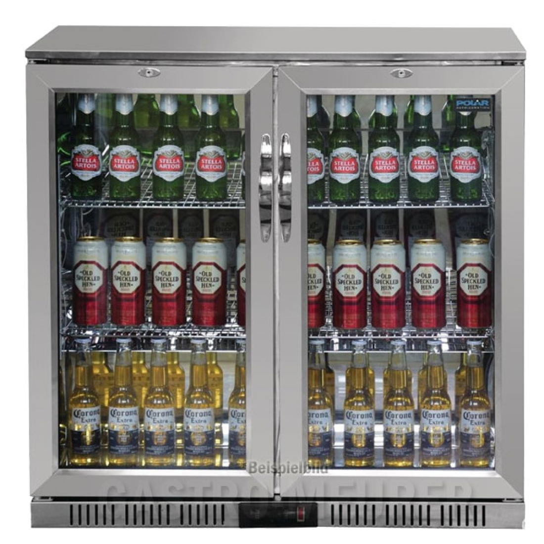 Edelstahl Barkühlschrank mit 2 Klapptüren 208 l