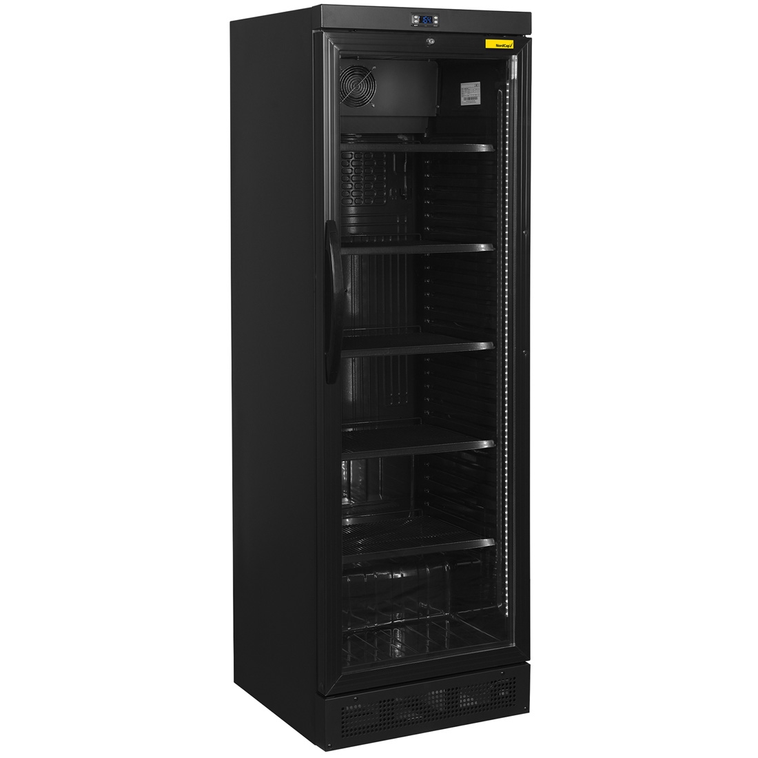 NordCap KU 385 G Black Umluft-Glastürkühlschrank