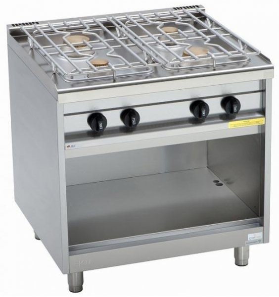 EKU Gasherd PowerBurner 4-flammig mit offenem Unterbau