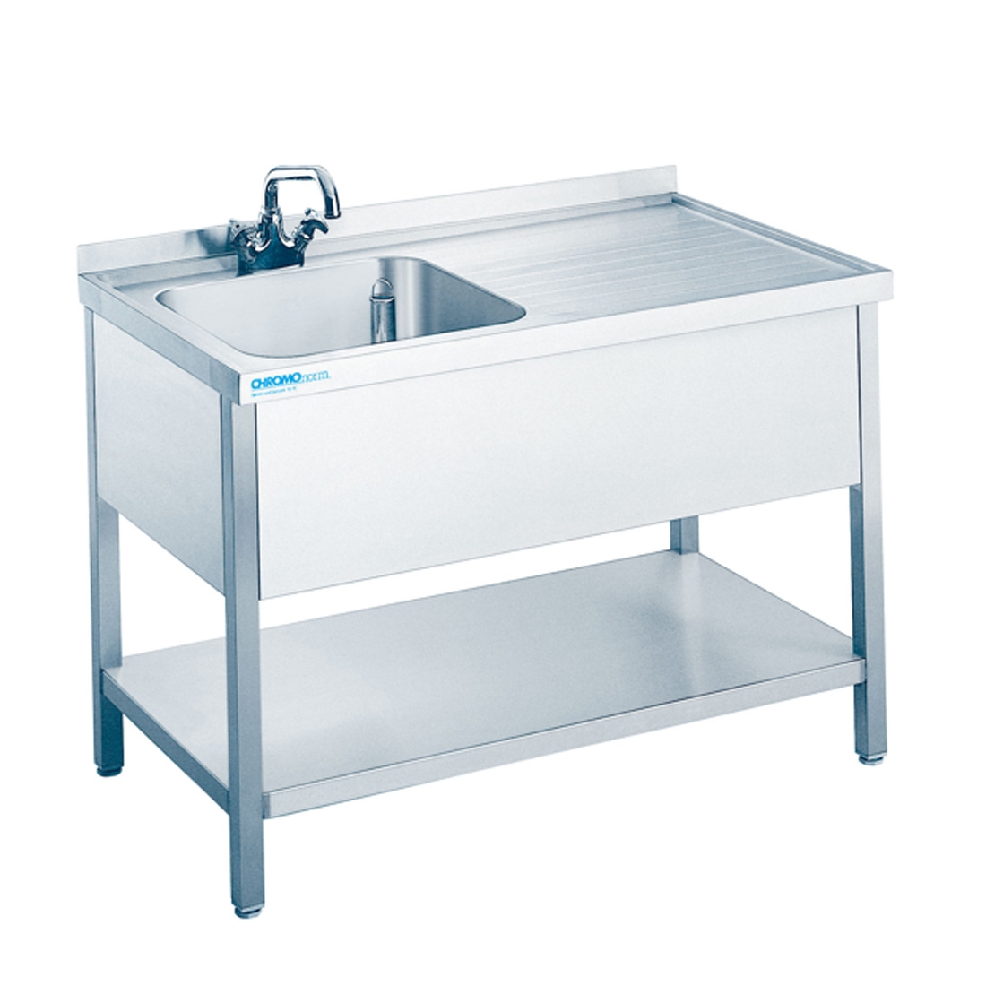 Spültisch m. 1 Becken links, mit Bodenablage