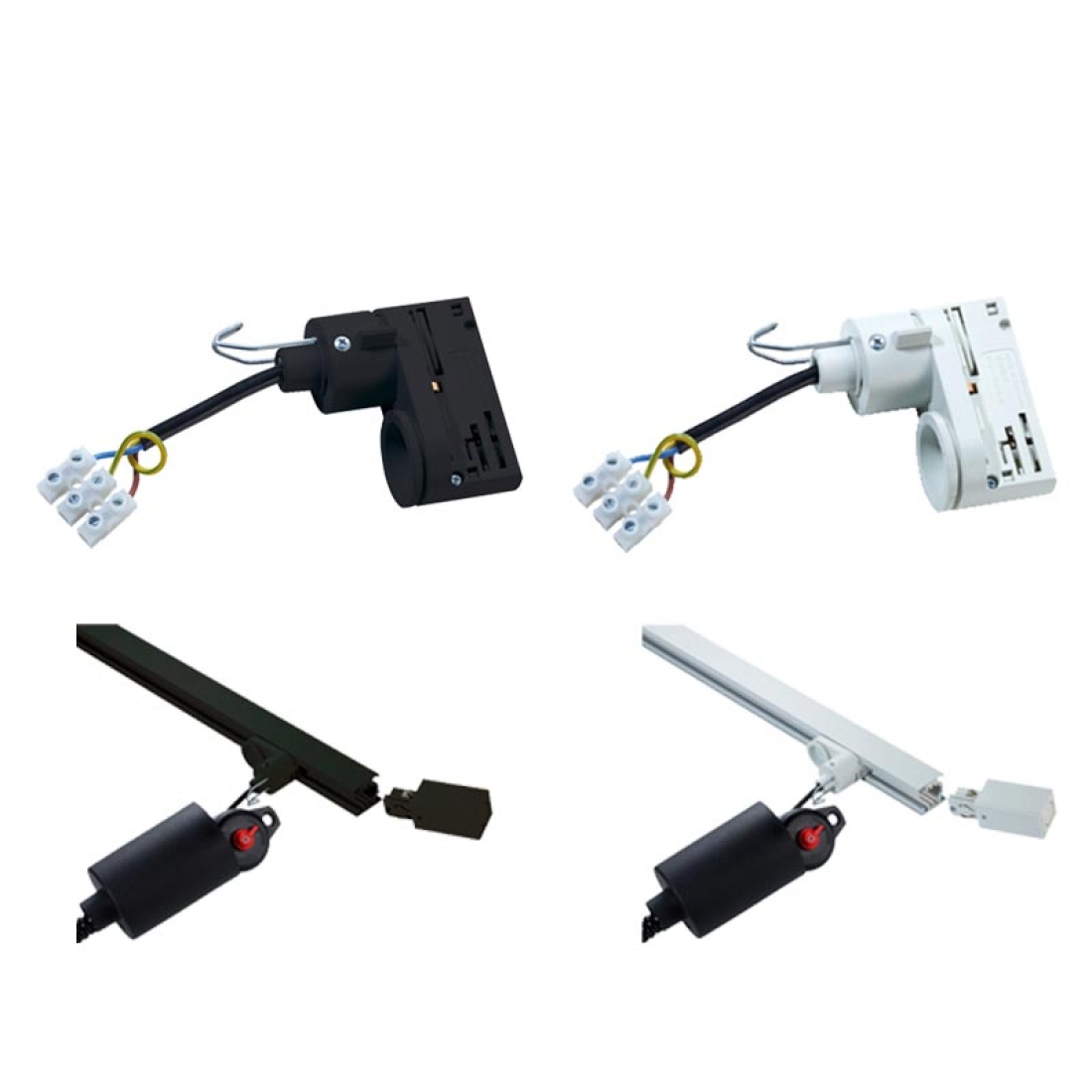 Scholl Einklink-Adapter für Stromschiene Weiß / Schwarz