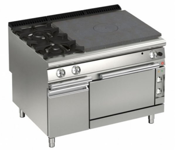 AFG Glühplattenherd Gas mit 2 Brenner+Elektro-Backofen 27,5 kW Standgerät, Queen 900