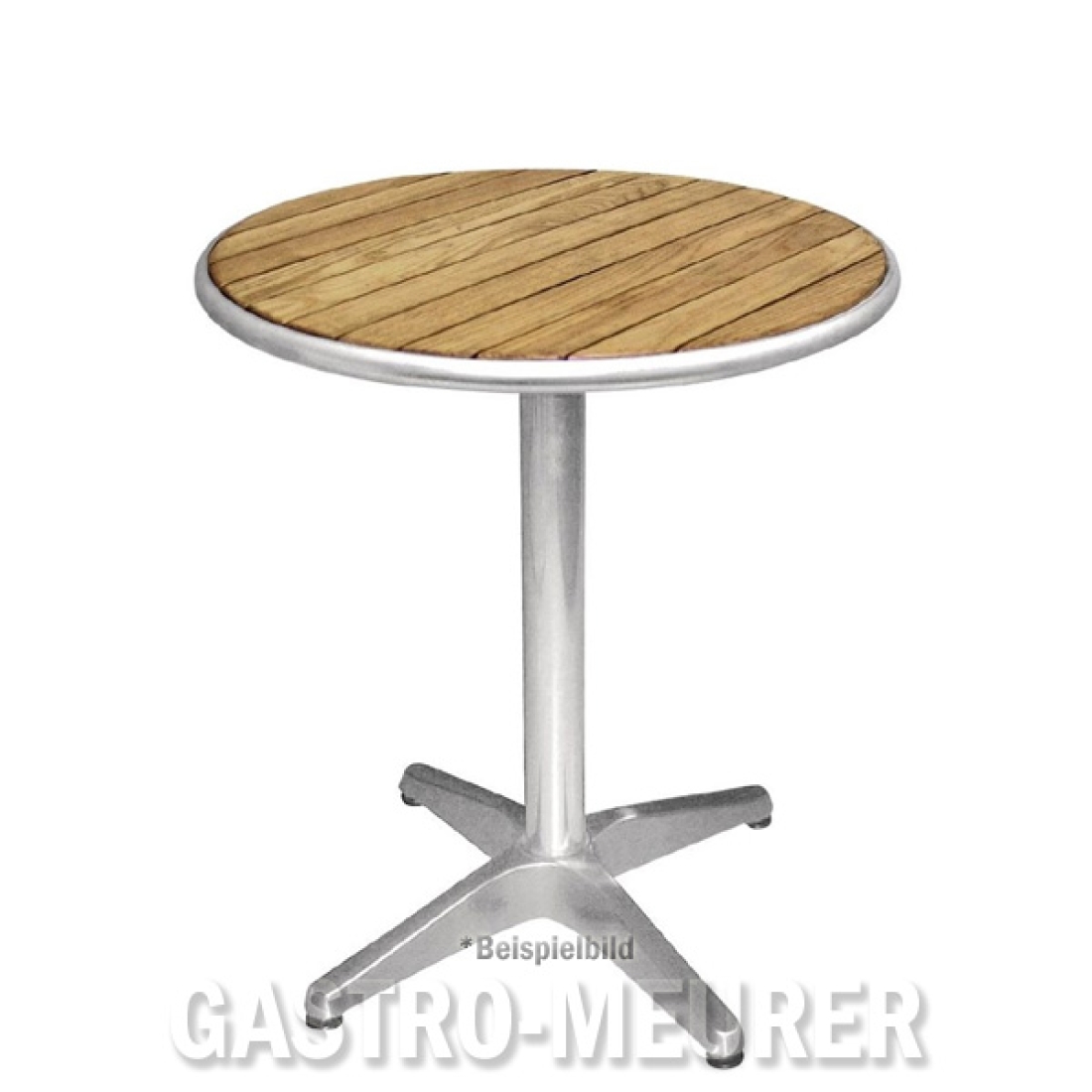 Bolero Bistrotisch rund 1 Bein 80 cm Eschenholz + Edelstahl