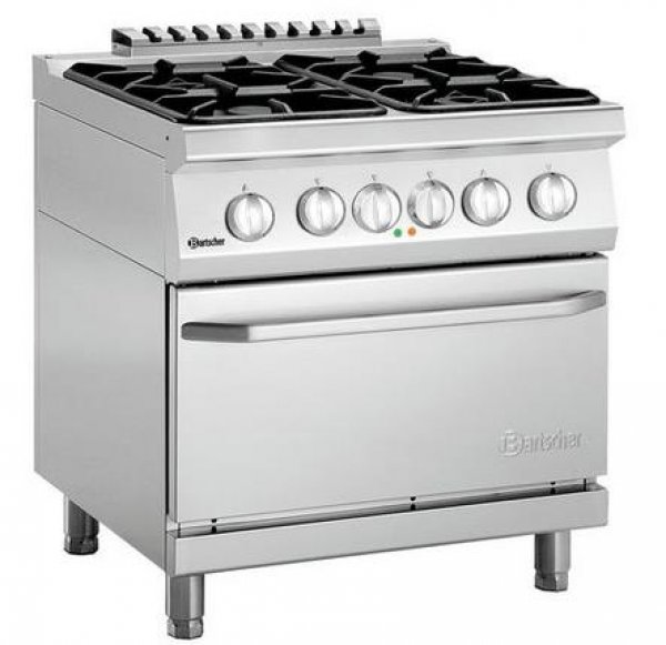 Bartscher 4 Flammen-Gasherd m. Elektrobackofen 2/1 GN Serie 700
