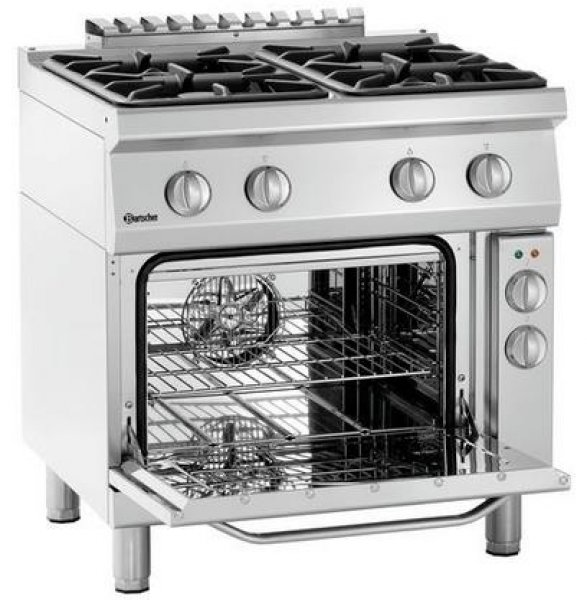 Bartscher 4 Flammen-Gasherd m. Elektrobackofen 1/1 GN Serie 700