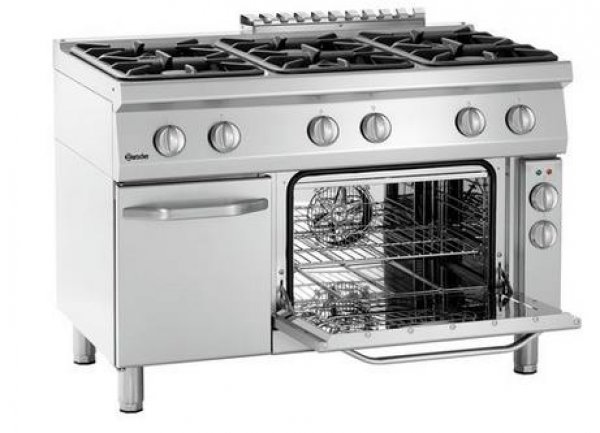 Bartscher 6 Flammen-Gasherd m. Elektro-Umluftbackofen Serie 700,