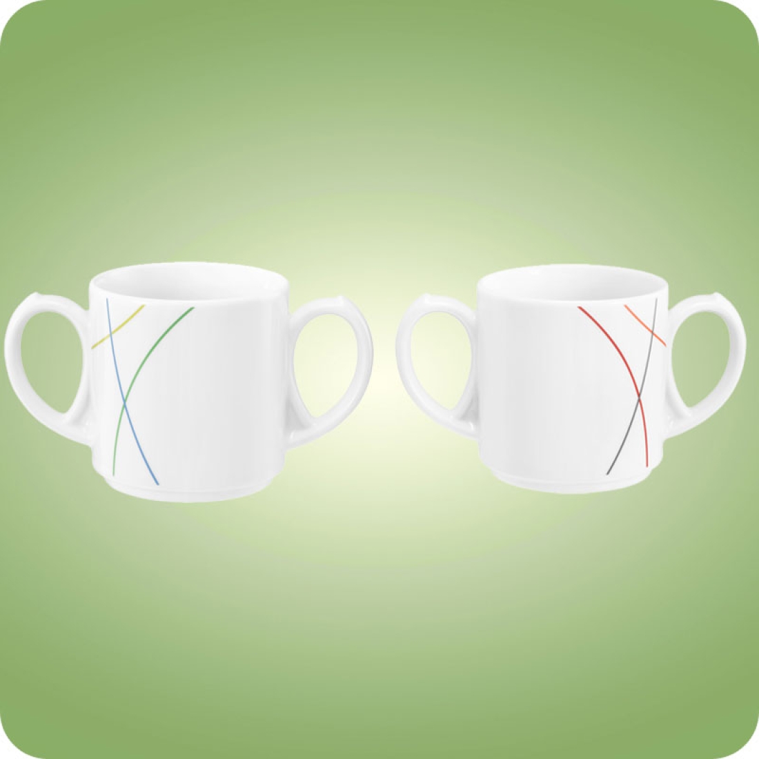 Community Green-​​ o. Red-​Line Kaffeebecher mit 2 Henkel 0,28 l Seltmann Weiden