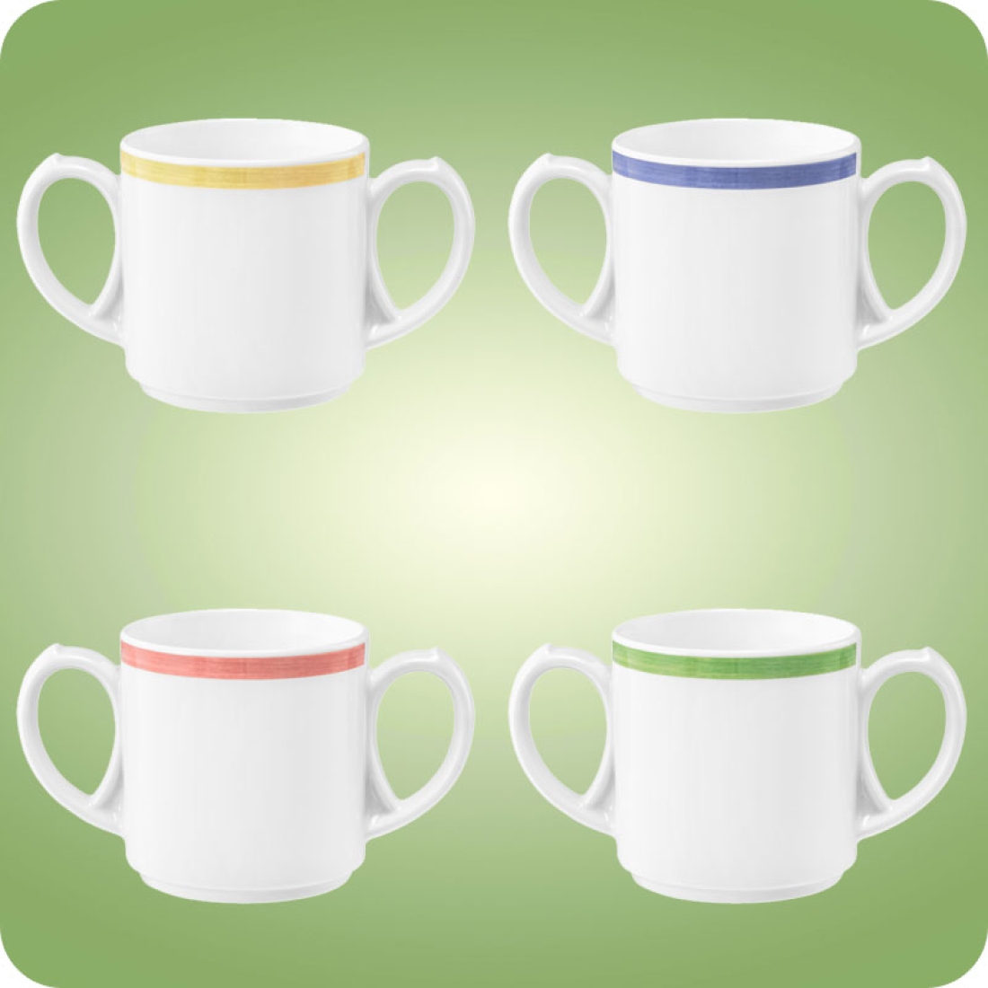 Community Kaffeebecher 2 Henkel 0,28 l Pinselband Seltmann Weiden