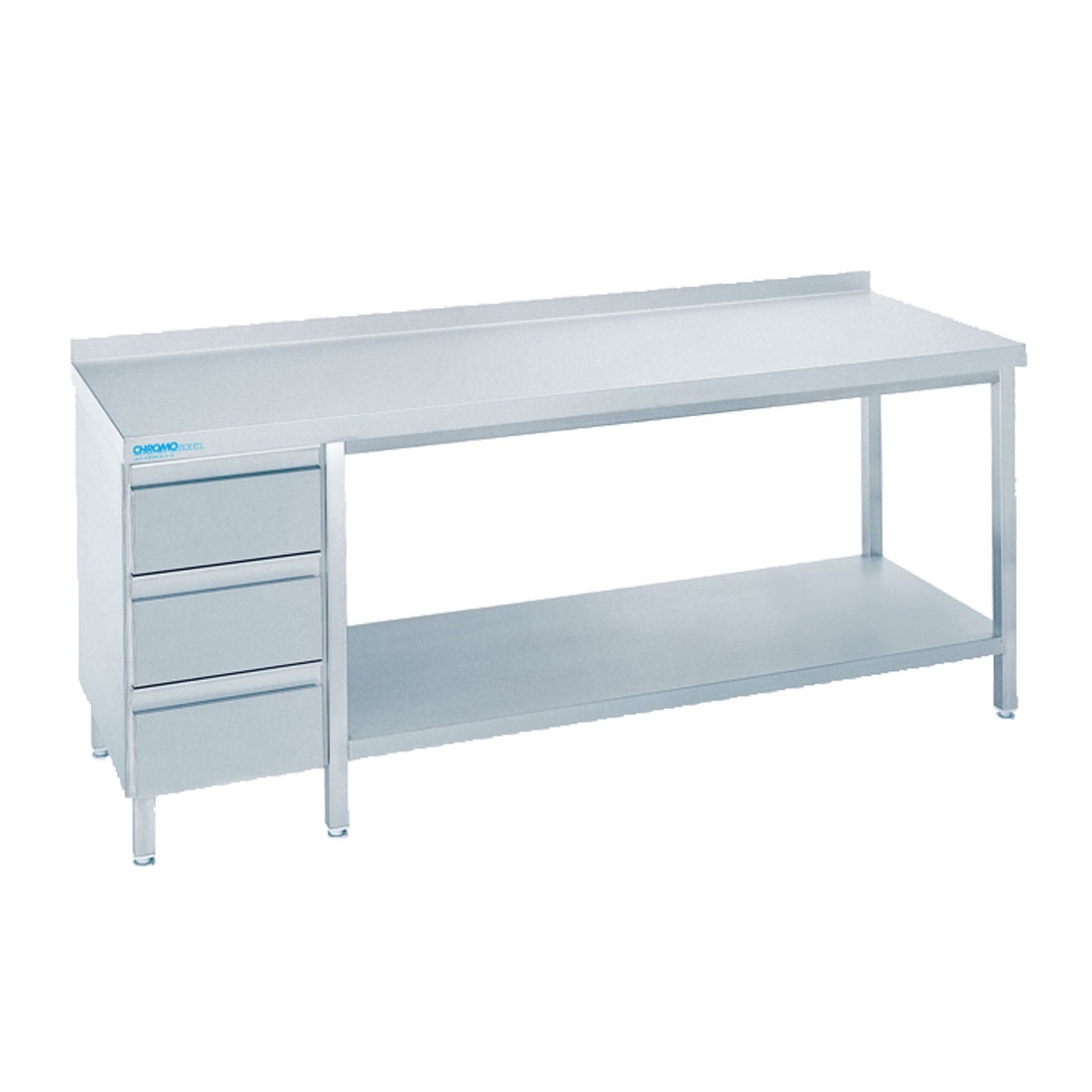 CHROMOnorm Arbeitstisch 80x60x85 cm, Schubladenblock