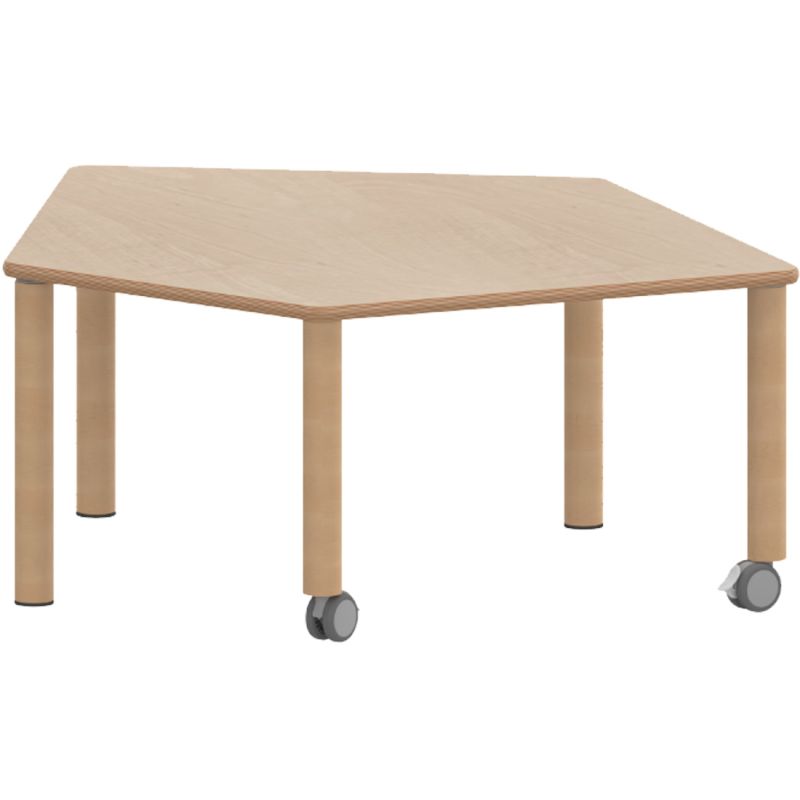 Fünfecktisch ZALOTTI klein 8 Höhen Schichtstoffbelag Holzbeine 2 Rollen TIX6FE128KH2 TIX6FE1280H2 TIX6FE1281H2 TIX6FE1282H2 TIX6FE1283H2 TIX6FE1284H2 TIX6FE1285H2 TIX6FE1286H2