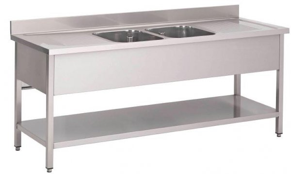 Spültisch 2000 x 700 mm mit 2 Becken