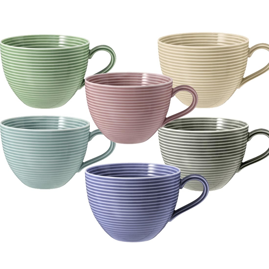 Milchkaffeeobertasse 0,35 l m. Relief in 6 Farben BEAT Seltmann Weiden