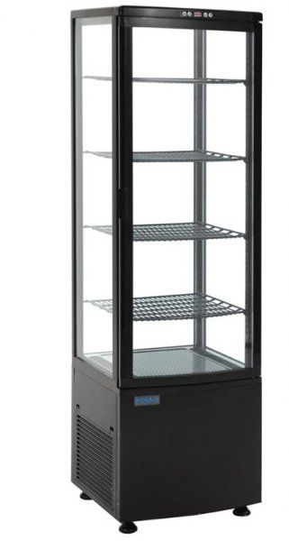 Kühlvitrine 235 Liter schwarz mit gebogener Tür