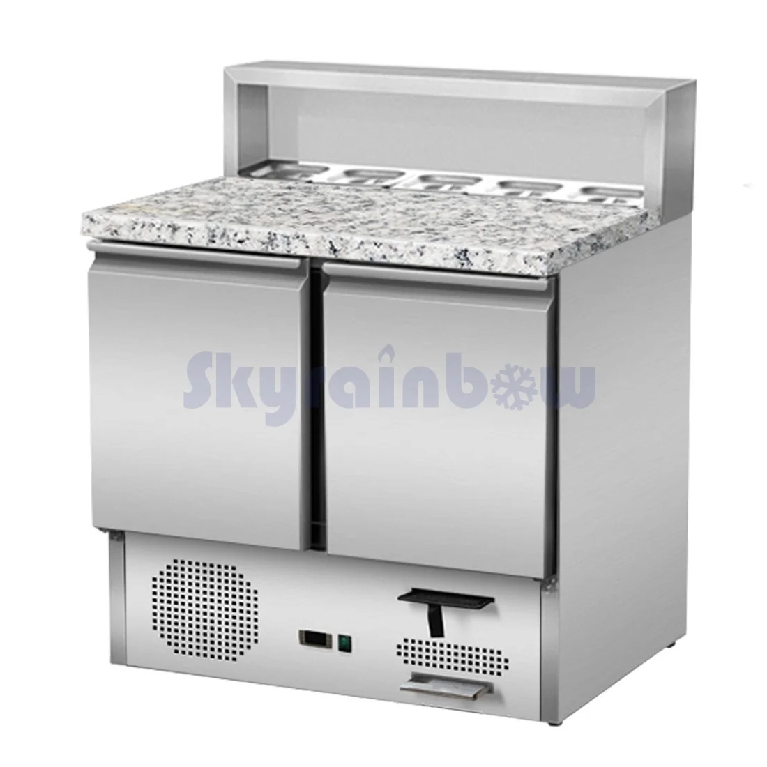 Pizzasaladette 2 Türen, Aufsatz Edelstahl, 90x70 Skyrainbow THPS900