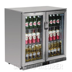 Mobile Preview: Edelstahl Barkühlschrank mit 2 Klapptüren 208 l