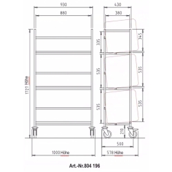 Mobile Preview: Wagen mit 3 Ebenen für seitliche Lagerung von Geschirrspülkörbe 804 196 804196 804-193 804/196