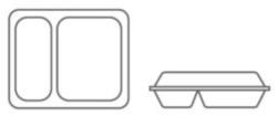 Mobile Preview: Eco-Takeouts Mehrweg-Menüschale zweigeteilt, 25,5 x 21 x 7,5 cm, weiß