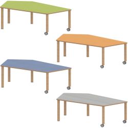 Mobile Preview: Fünfecktisch ZALOTTI in 8 Höhen Linoleumbelag 4 Farben Holzbeine 2 Rollen TIX6FE188KL2 TIX6FE1880L2 TIX6FE1881L2 TIX6FE1882L2 TIX6FE1883L2 TIX6FE1884L2 TIX6FE1885L2 TIX6FE1886L2