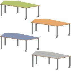 Mobile Preview: Fünfecktisch ZALOTTI in 8 Höhen Linoleumbelag 4 Farben Stahlbeine 2 Rollen TIX6FE188KL5 TIX6FE1880L5 TIX6FE1881L5 TIX6FE1882L5 TIX6FE1883L5 TIX6FE1884L5 TIX6FE1885L5 TIX6FE1886L5