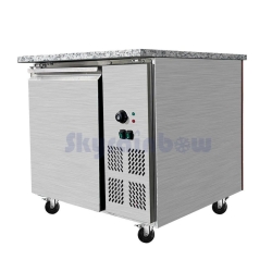 Mobile Preview: SNACK-Line Bain-Marie Theke 2xGN1/1, Granit rosa-grau, 88x82x85,5 Glasaufbau Klarglas, Zwischenablage Skyrainbow THBM88GR_FG