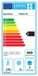 Mobile Preview: Kühltisch 1 Tür 2 Schubladen, Unterbaukühlung, 90x70 Skyrainbow THS901+2D