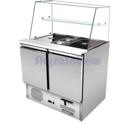 Saladette 2 Türen, 90 x 70 gerader Glasaufbau, Klarglas Skyrainbow THS90_VG