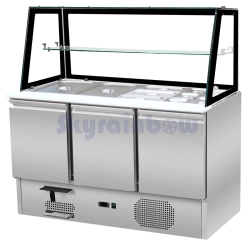Mobile Preview: Saladette 2 Türen, 137 x 70 gerader Glasaufbau, Klarglas, schwarzem Rand Skyrainbow THS93_VGS