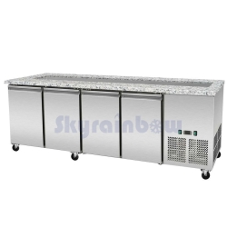 Mobile Preview: SNACK-Line, Kalte Theke, 5x GN1/1, Granit rosa-grau, 223x82x85.5 Klarglas, Zwischenablage Skyrainbow THSAI228GR_FG