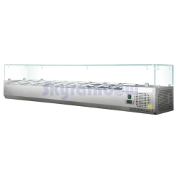 Mobile Preview: Kühlaufsatzvitrine GN 1/4, 140 x 34, Glasaufsatz Skyrainbow THV1400/330